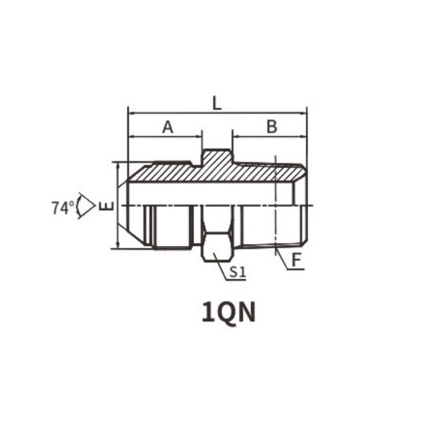 1QN Metric Male 74° Cone/NPT Male