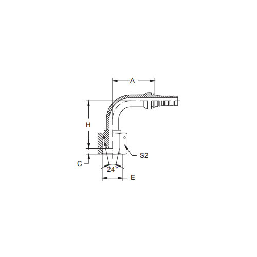 20593-90°Metric Female 24°Cone O-Ring H.t. Interlock