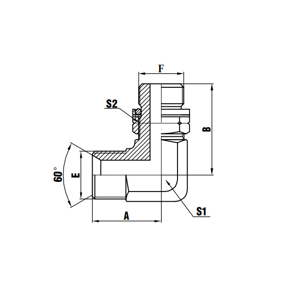 45° BSP Male 60° Seat/BSP Male O-Ring Adjustable Stud End