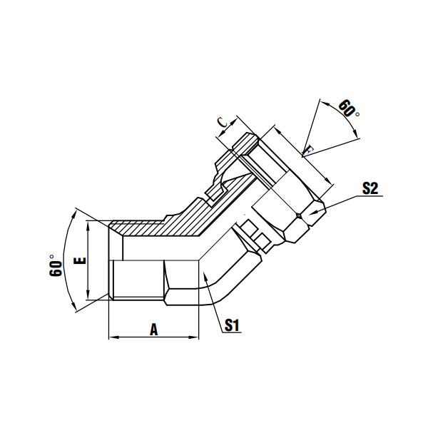 45° BSP Male 60° Seat