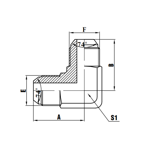 90°JIC Male 74° Cone