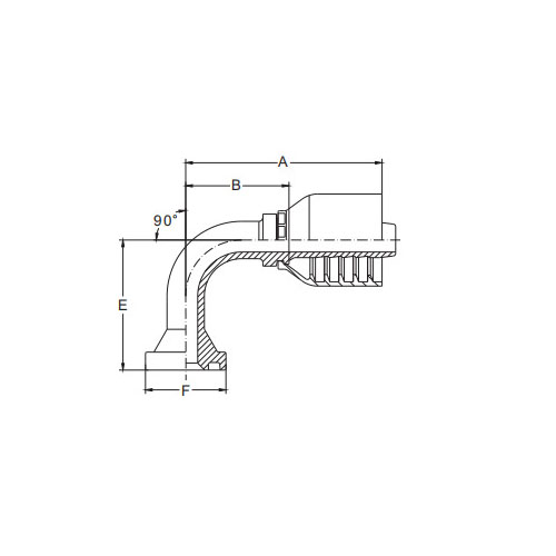 90° SAE Flange 6000PSI Cone 62